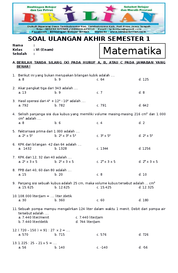 5 Rahasia Latihan Soal Pas Matematika Kelas 5 Semester 1 Agar Nilai Anak Tembus Sempurna
