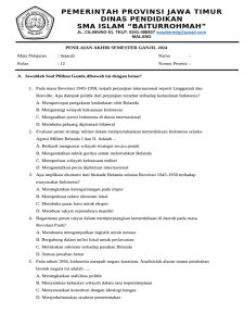 Soal Sejarah Kelas 12 Semester 1 PDF